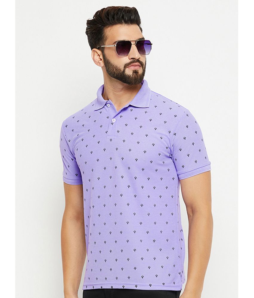     			GET GOLF Pack of 1 Cotton Blend Regular Fit Printed Half Sleeves Men's Polo T Shirt ( Lavender )