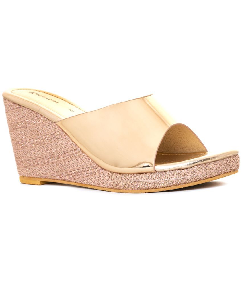     			KHADIM Gold Women's Slip On Heels