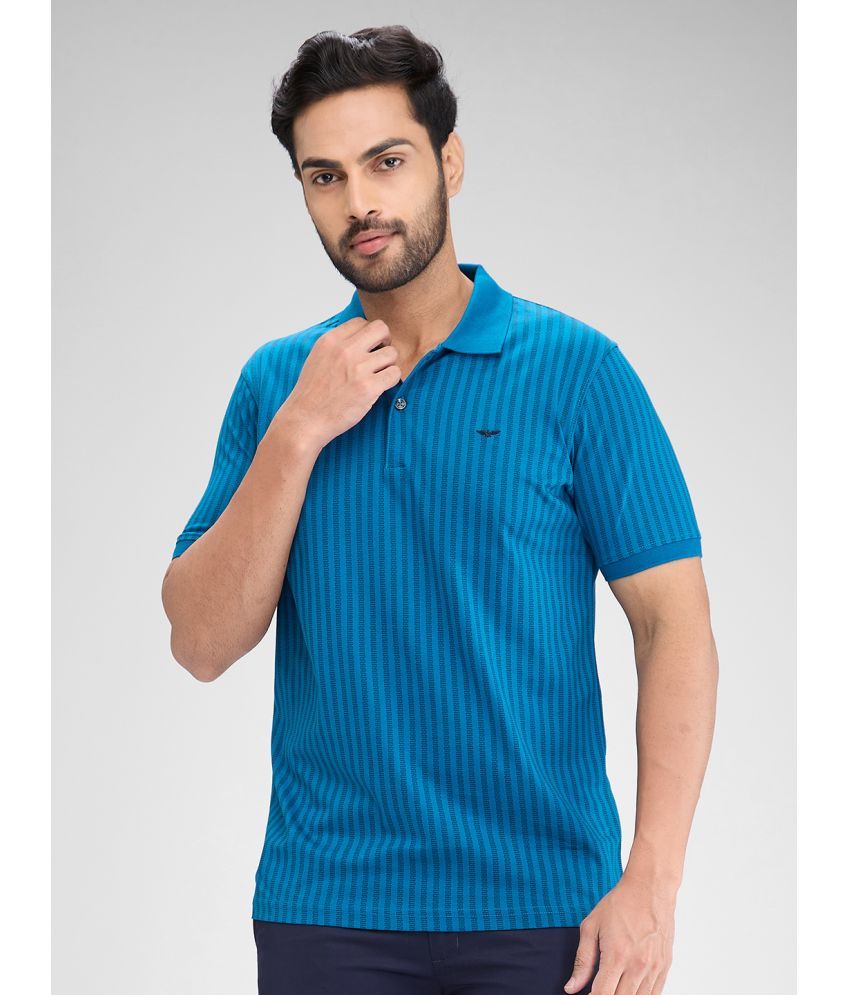     			Park Avenue Cotton Slim Fit Striped Half Sleeves Men's Polo T Shirt - Blue ( Pack of 1 )