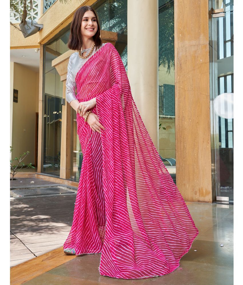     			Samah Georgette Printed Saree With Blouse Piece - Pink ( Pack of 1 )