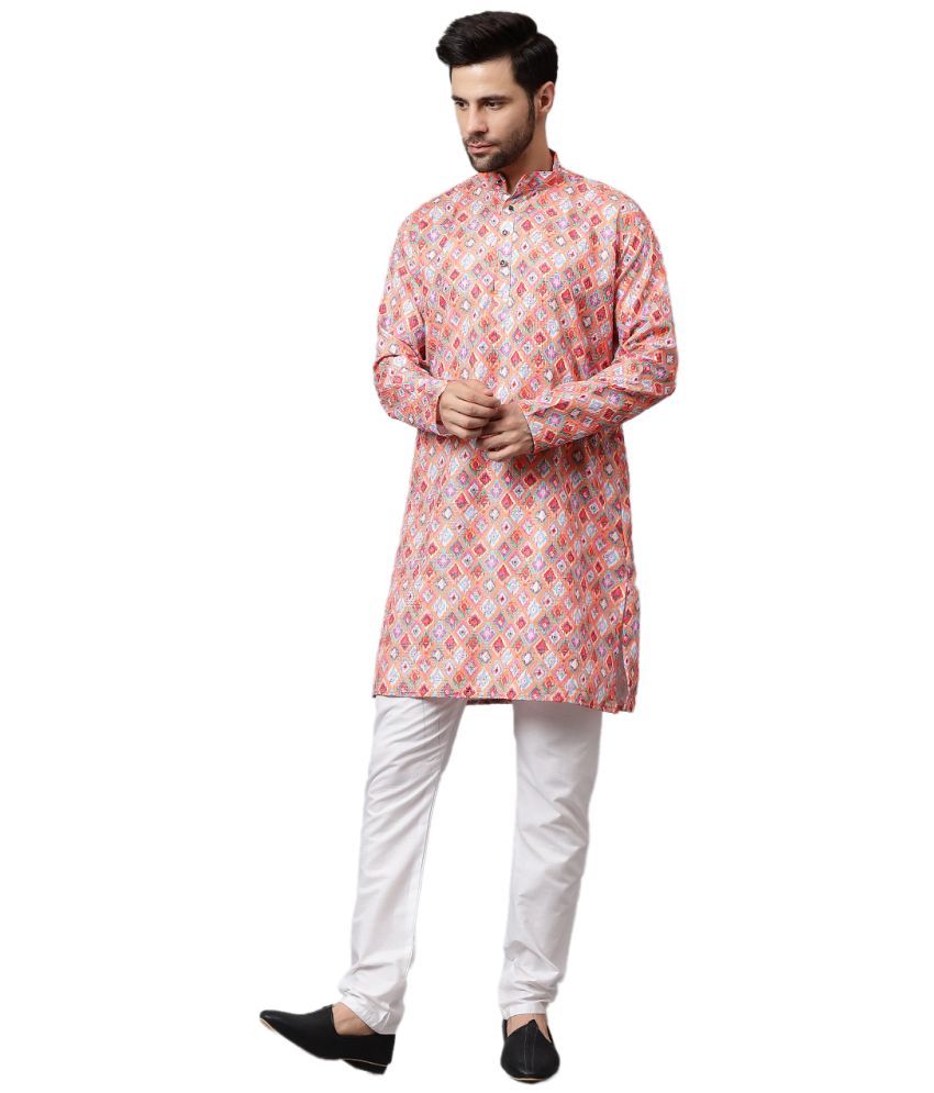     			Yugnik Coral Rayon Regular Fit Men's Kurta Pyjama Set ( Pack of 1 )