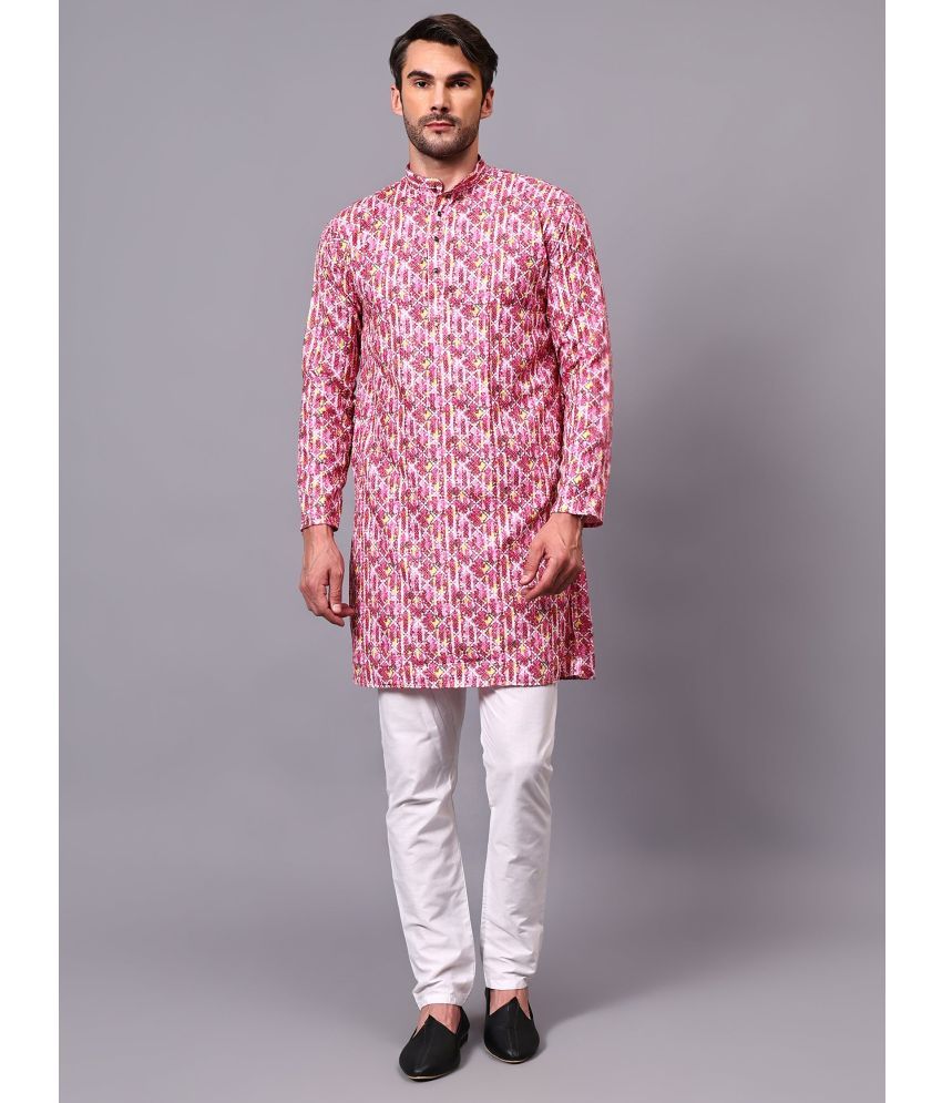     			Yugnik Peach Rayon Regular Fit Men's Kurta Pyjama Set ( Pack of 1 )