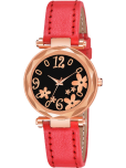 KIARVI GALLERY Red Leather Analog Womens Watch