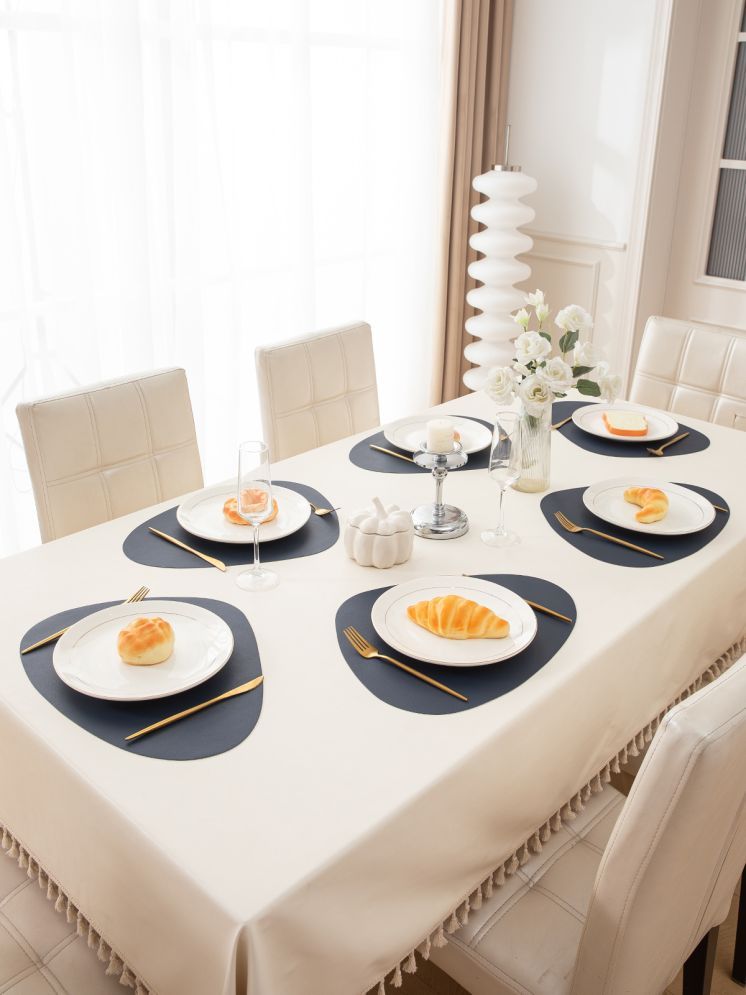     			HOKIPO Faux Leather Solid Table Mats ( 43 cm x 34 cm ) Pack of 6 - Navy