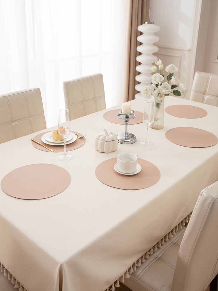     			HOKIPO Faux Leather Solid Table Mats ( 30 cm x 30 cm ) Pack of 6 - Beige