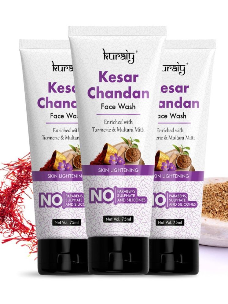     			KURAIY Gold Kesar Chandan Face wash For Glowing Skin, All Skin Types 75ml Each (Pack of 3)