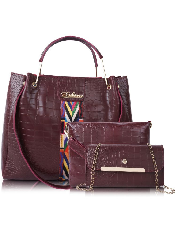     			Lookout Fashion Maroon PU Combo Bags