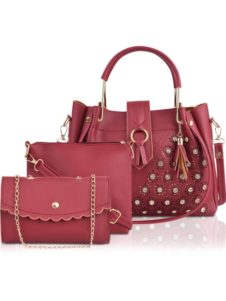     			Lookout Fashion maroon PU Sling Bag