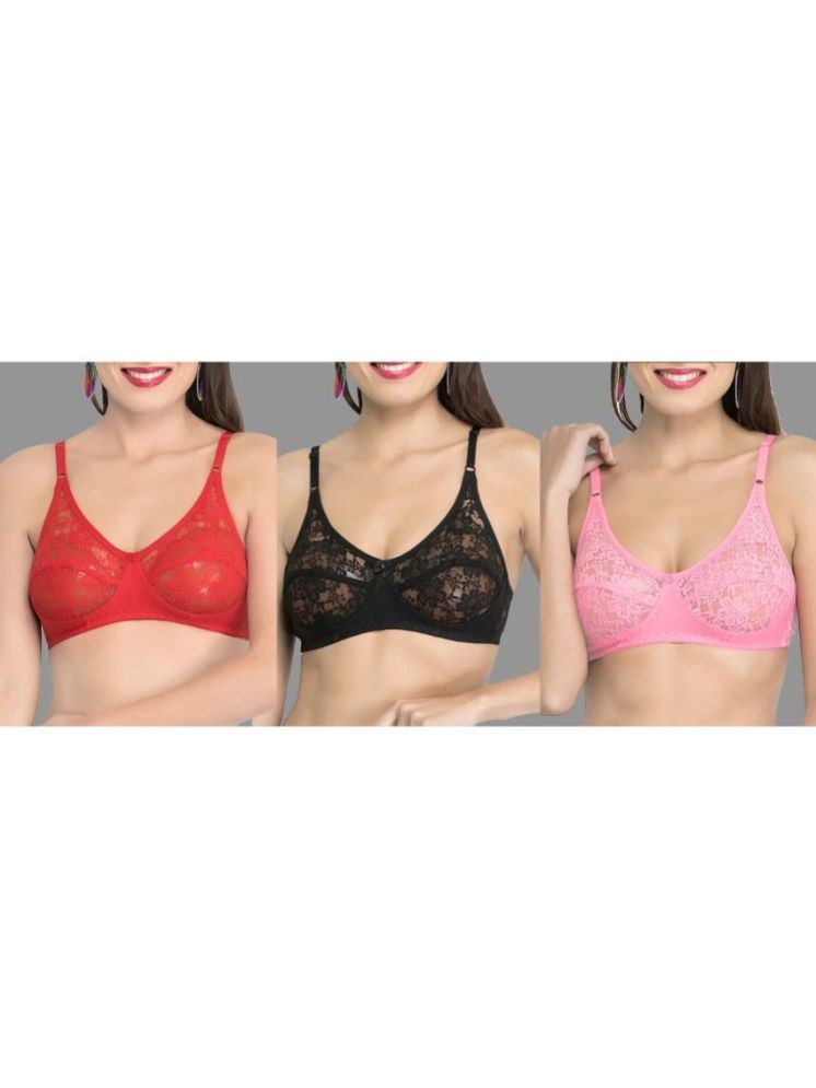     			Madam Pack of 3 Net Non Padded Women's Everyday Bra ( Multicolor ) M01299