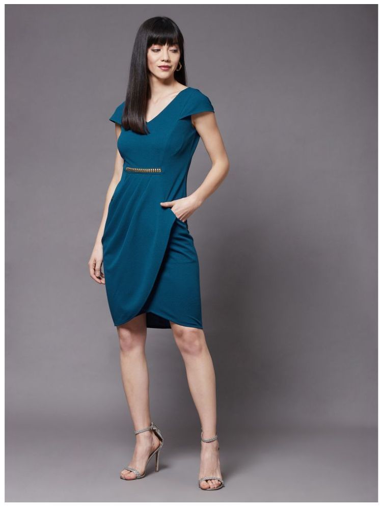     			Miss Chase Polyester Solid Above Knee Women's Bodycon Dress - Teal ( Pack of 1 )