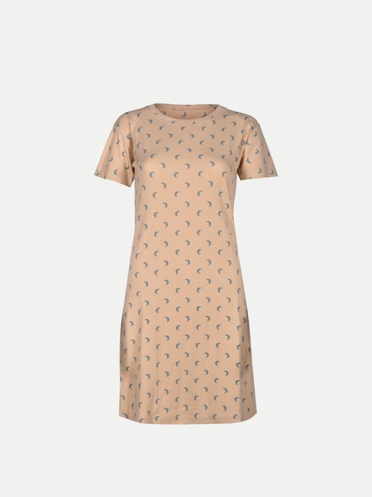     			Radprix Cotton Printed Knee Length Women's Shift Dress - Beige ( Pack of 1 )