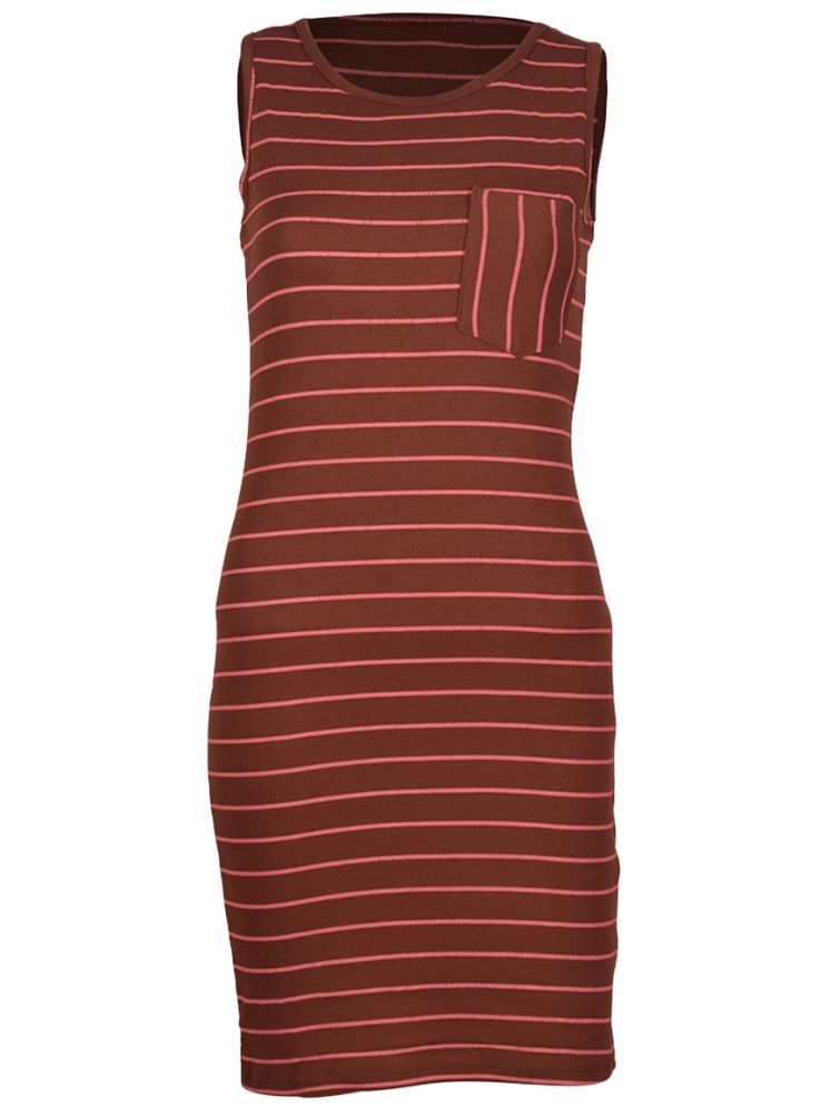     			Radprix Cotton Striped Knee Length Women's Bodycon Dress - Red ( Pack of 1 )