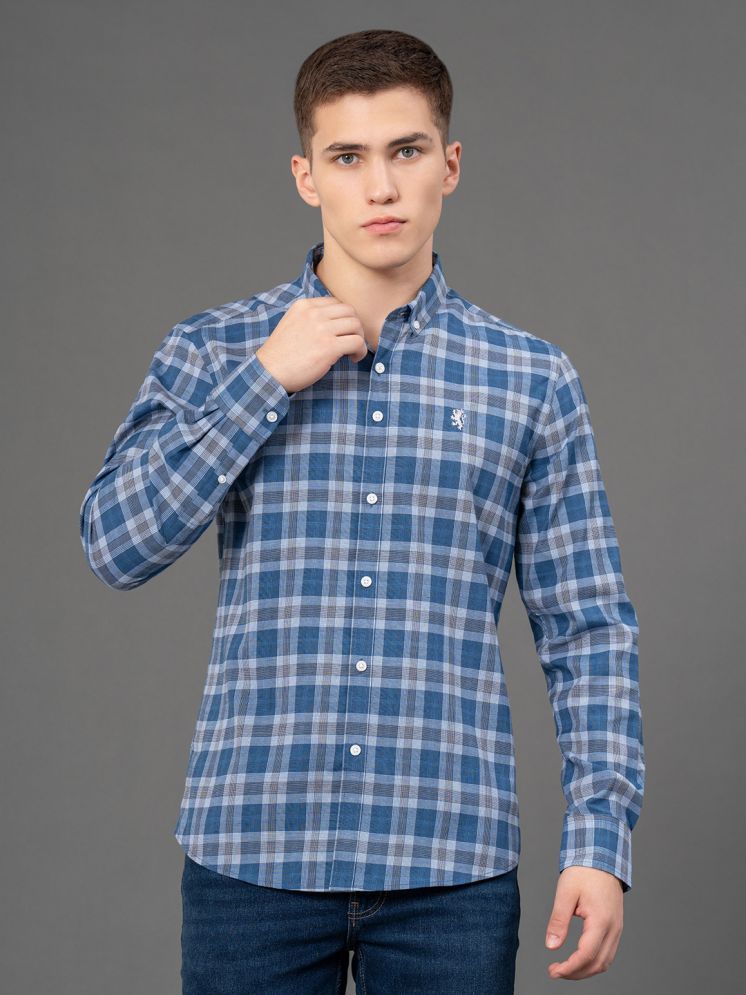     			Red Tape Cotton Blend Regular Fit Checks Full Sleeves Men's Casual Shirt - Blue ( Pack of 1 )