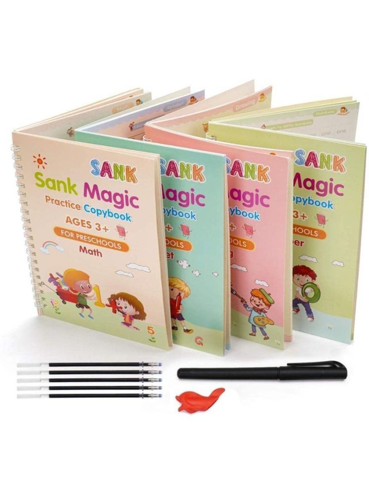     			Sank Magic Book for Kids, Sank Magic Practice Copybook, (4 Book+10 Refill+1 Pen+1 Grip) Number Tracing Book for Pre-School with Pen, Magic Calligraphy Copybook Set for Kids