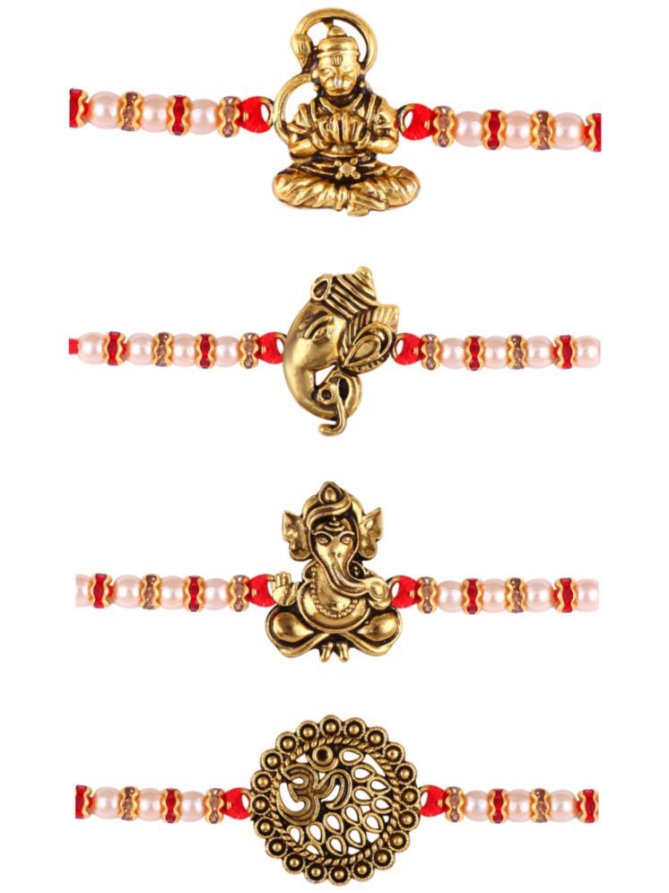     			Vighnaharta religious Pearls  combo Rakhi for Kids and Lovely Brother pack of 4[VFJ1139-1141-1143-1145RKG]