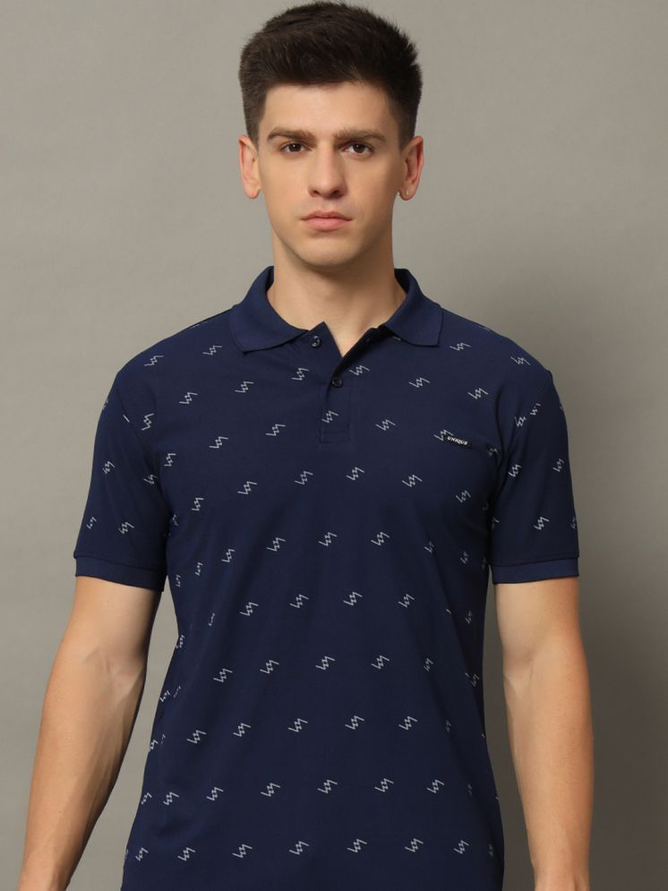     			WESTMAN Cotton Blend Regular Fit Printed Half Sleeves Men's Polo T Shirt - Navy ( Pack of 1 )