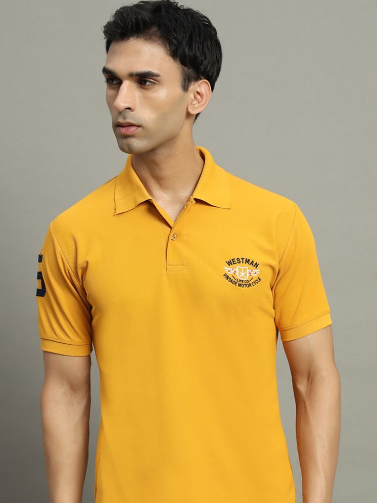     			WESTMAN Cotton Blend Regular Fit Embroidered Half Sleeves Men's Polo T Shirt - Yellow ( Pack of 1 )