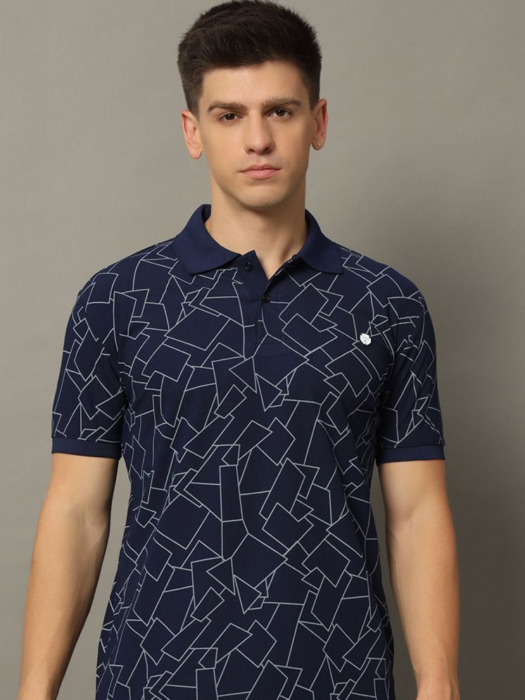     			WESTMAN Cotton Blend Regular Fit Printed Half Sleeves Men's Polo T Shirt - Navy ( Pack of 1 )