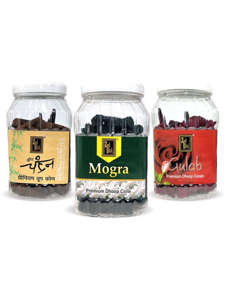     			Zed Black Premium Dhoop Cone Jar Large Mogra, Chandan (Pack of 2)