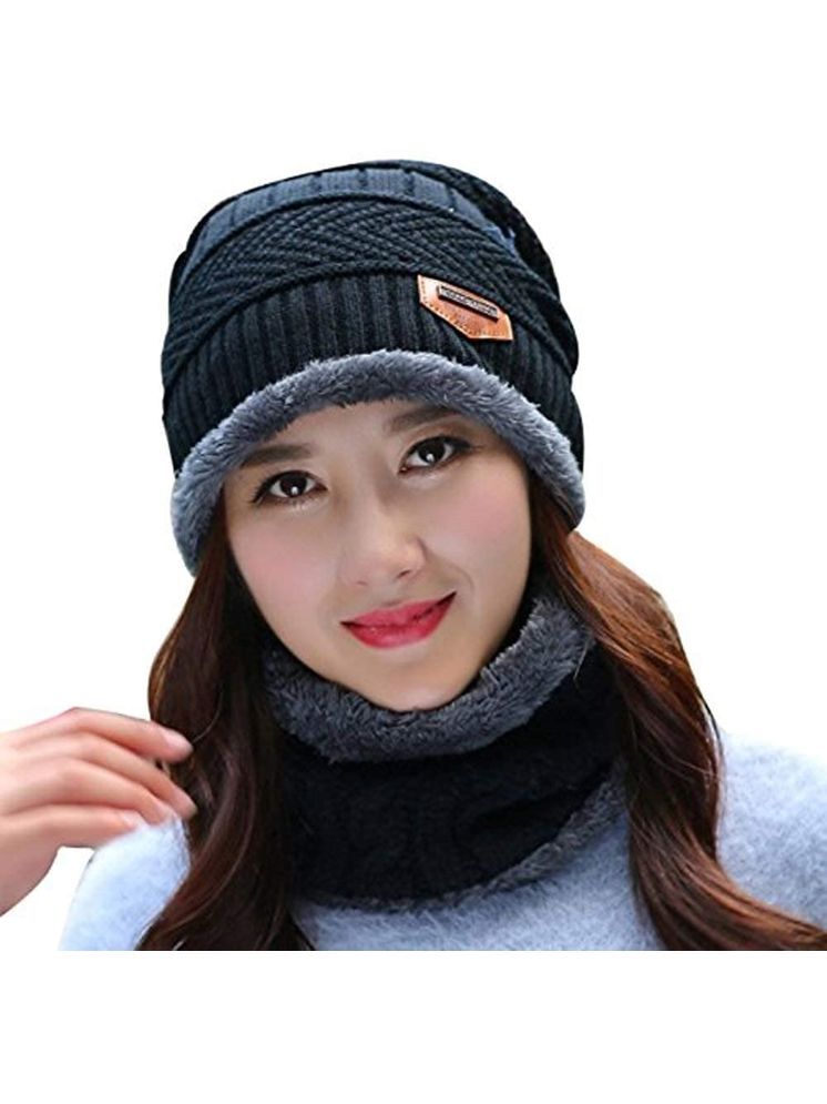     			ATIPRIYA Blue Woollen Women's Cap ( Pack of 1 )