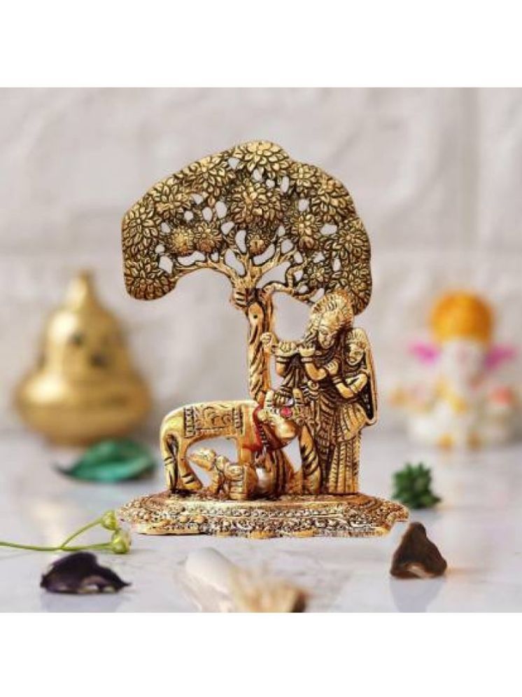     			Art n Hub Metal Krishna with Cow Standing Under Tree Plying Flute Decorative Showpiece/God Idol (Pack of 1)