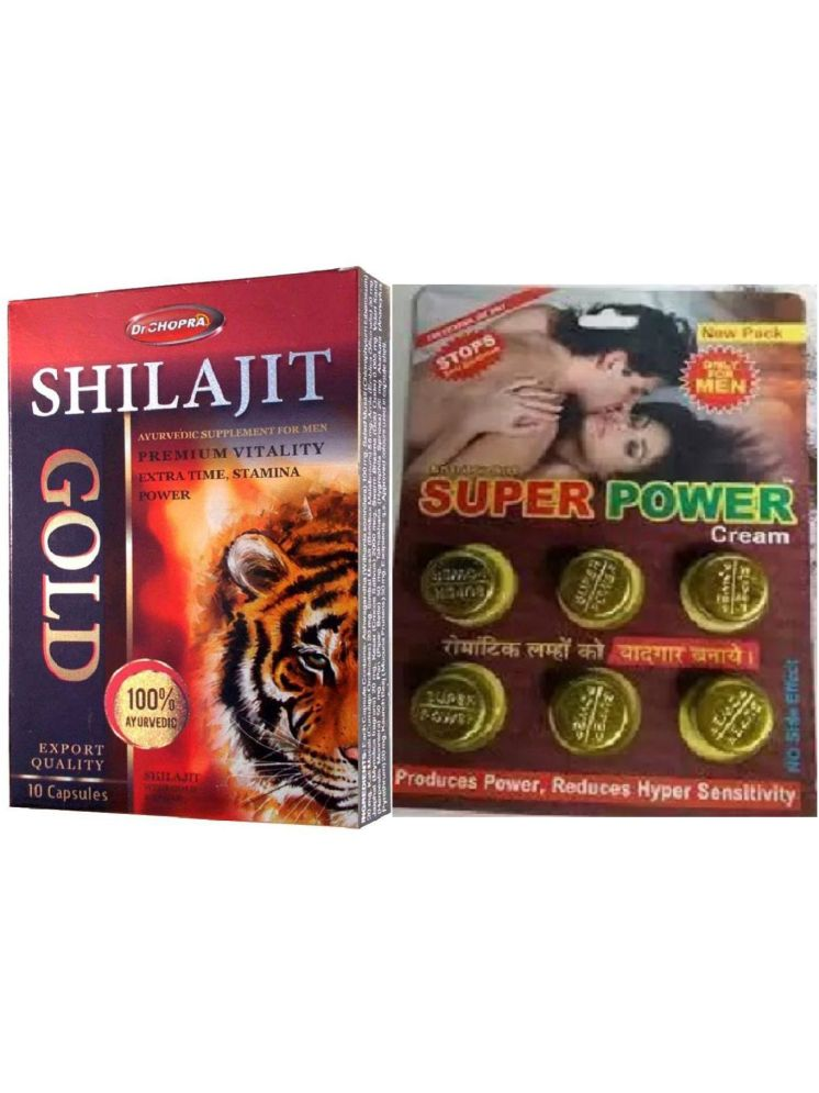     			Ayurvedic Shilajit 10 Capsules And Super Power Cream 9gm For Men