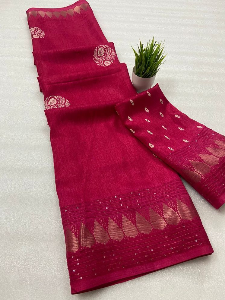     			Bhuwal Fashion Art Silk Embellished Saree With Blouse Piece - Pink ( Pack of 1 )