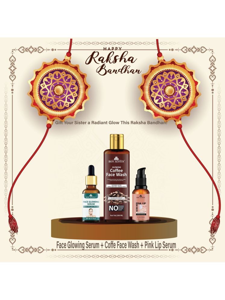     			Bon Austin Face Glowing Serum 30ml, Glowing  Coffee Face Wash 200ml & Pink Lip Serum 30ml - Set of 3 Items