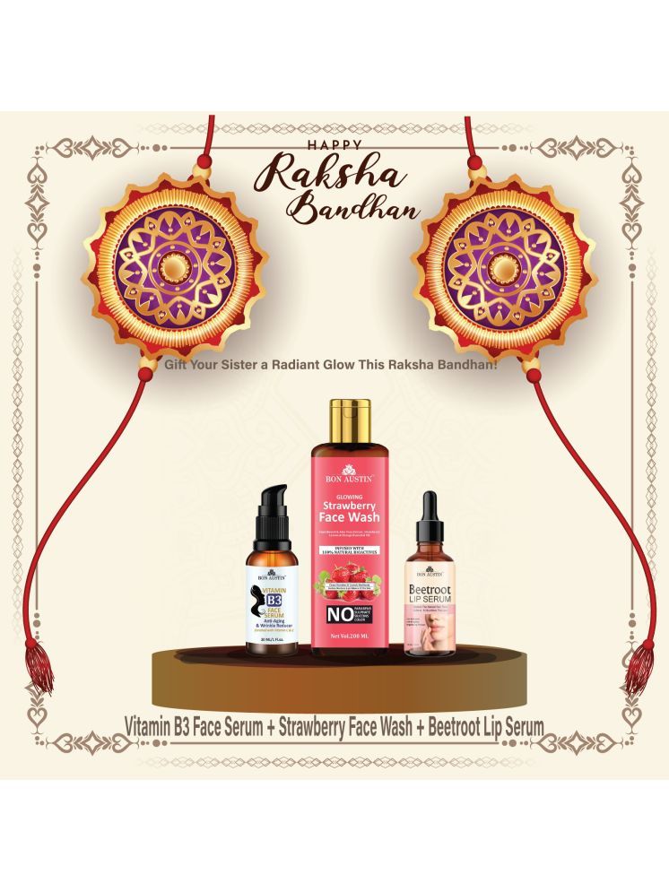     			Bon Austin Vitamin B3 Serum 30ml, Glowing  Strawberry Face wash 200ml & Beetroot Lip Serum 30ml - Set of 3 Items