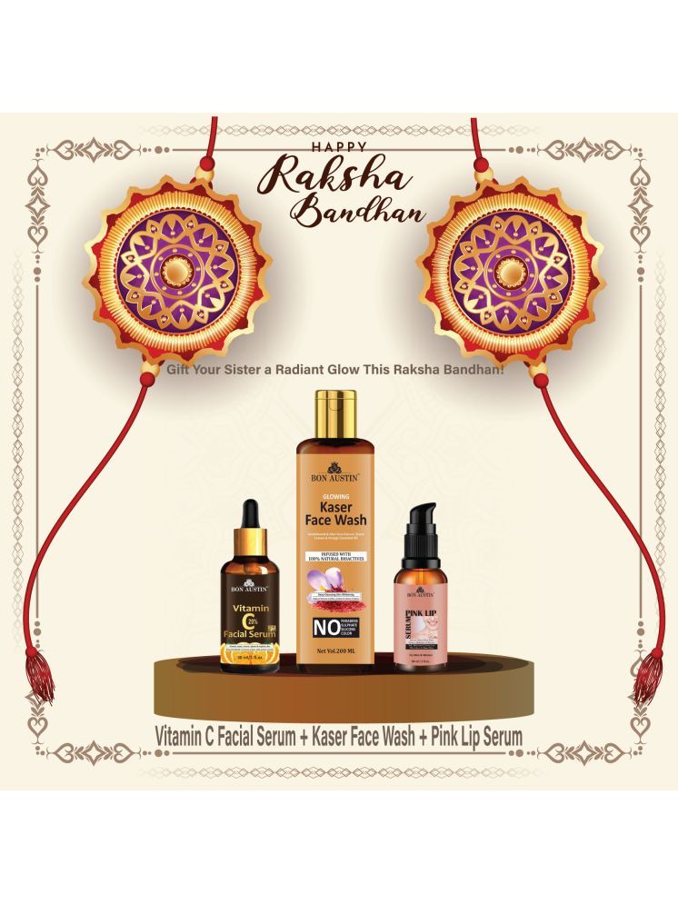     			Bon Austin Vitamin C20% Facial Serum 30ml, Glowing  Kaser Face wash 200ml & Pink Lip Serum 30ml - Set of 3 Items