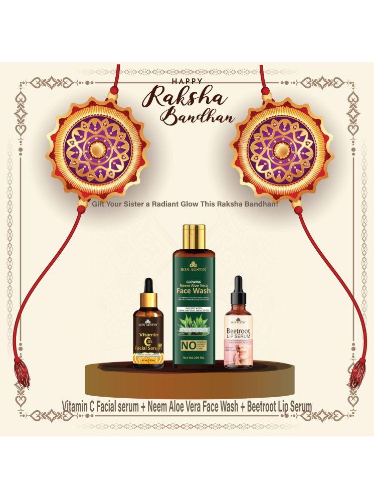     			Bon Austin Vitamin C20% Facial Serum 30ml, Glowing  Neem & Aloevera Face wash 200ml & Beetroot Lip Serum 30ml - Set of 3 Items