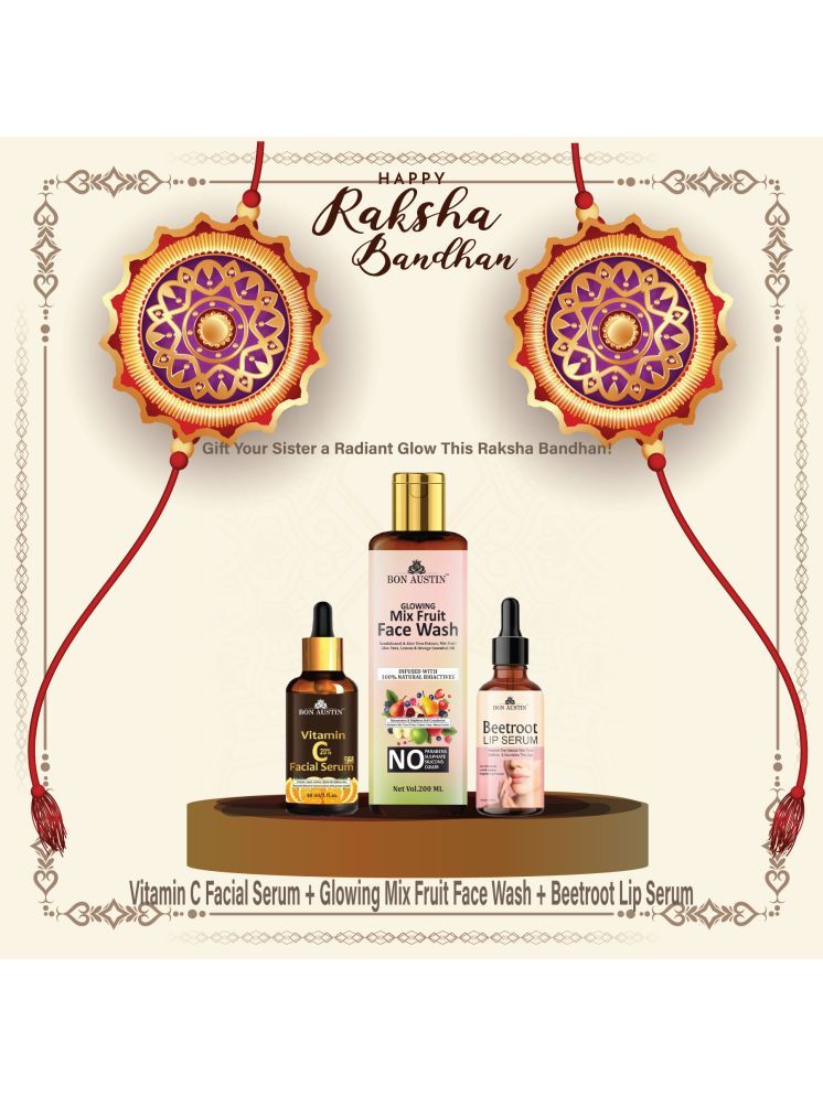     			Bon Austin Vitamin C20% Serum 30ml, Glowing Mix fruit Face wash 200ml & Beetroot Lip Serum 30ml - Set of 3 Items