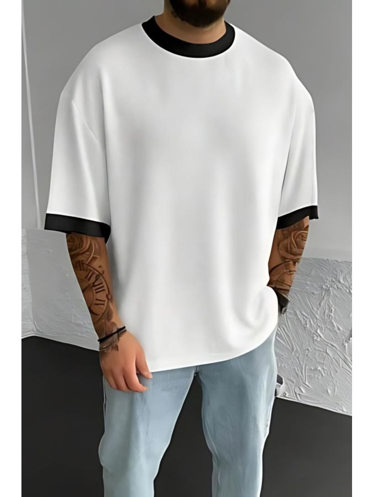     			CrazyBee Cotton Oversized Fit Solid Half Sleeves Men's T-Shirt - White ( Pack of 1 )