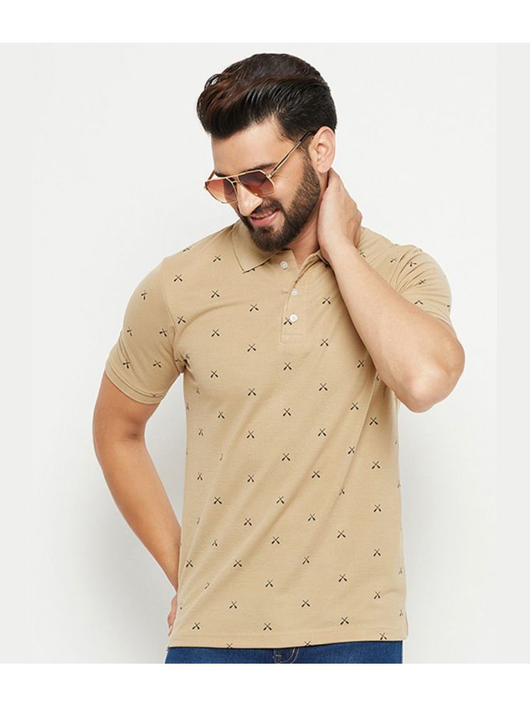     			DENNIN Cotton Blend Regular Fit Printed Half Sleeves Men's Polo T Shirt - Beige ( Pack of 1 )