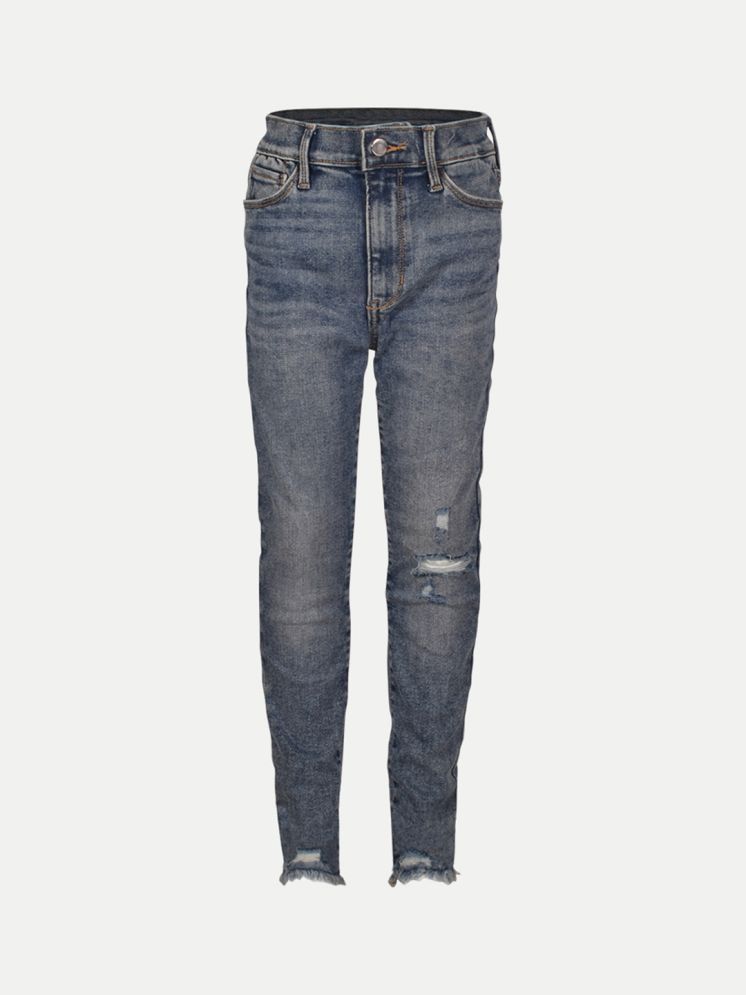     			Girls Mid-blue Denim Pant with Slash-at-the-knee