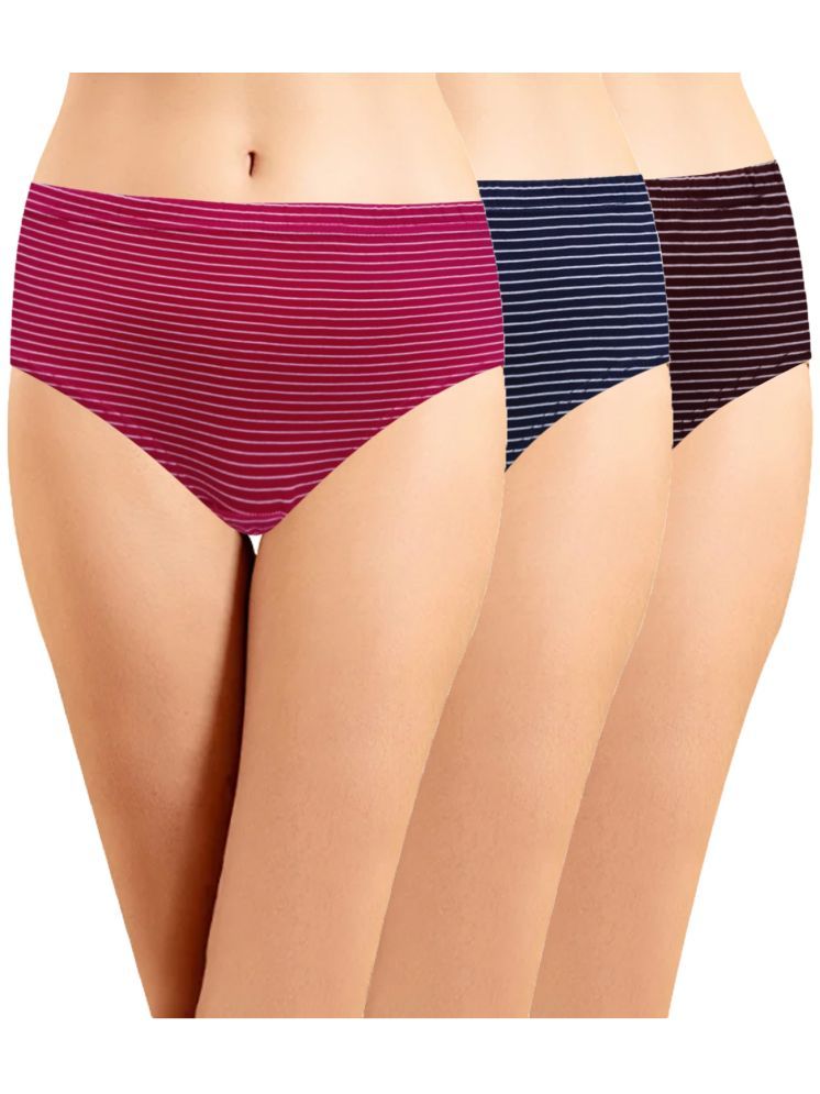     			IN CARE LINGERIE Pack of 3 Poly Cotton Striped Women's Hipster ( Multicolor ) ICIN-100