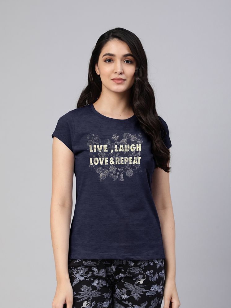     			LYRA Navy Cotton Regular Fit Women's T-Shirt ( Pack of 1 )