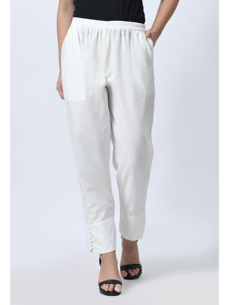     			MAURYA Off White Cotton Regular Women's Casual Pants ( Pack of 1 )