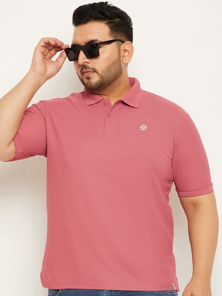     			Nuovo Pack of 1 Cotton Blend Regular Fit Solid Half Sleeves Men's Polo T Shirt ( Pink )