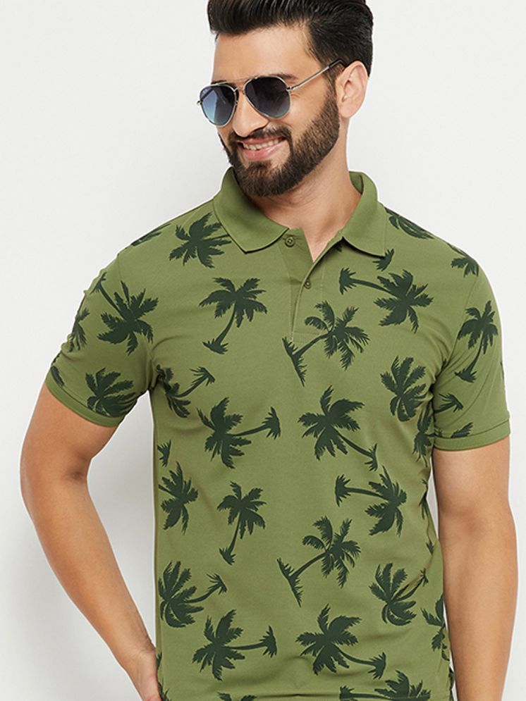     			Nuovo Cotton Blend Regular Fit Printed Half Sleeves Men's Polo T Shirt - Dark Green ( Pack of 1 )