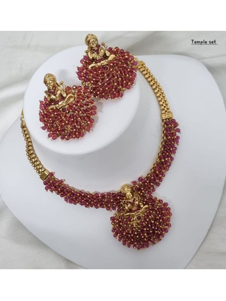     			Padmavati Bangles Maroon Alloy Necklace Set ( Pack of 1 )