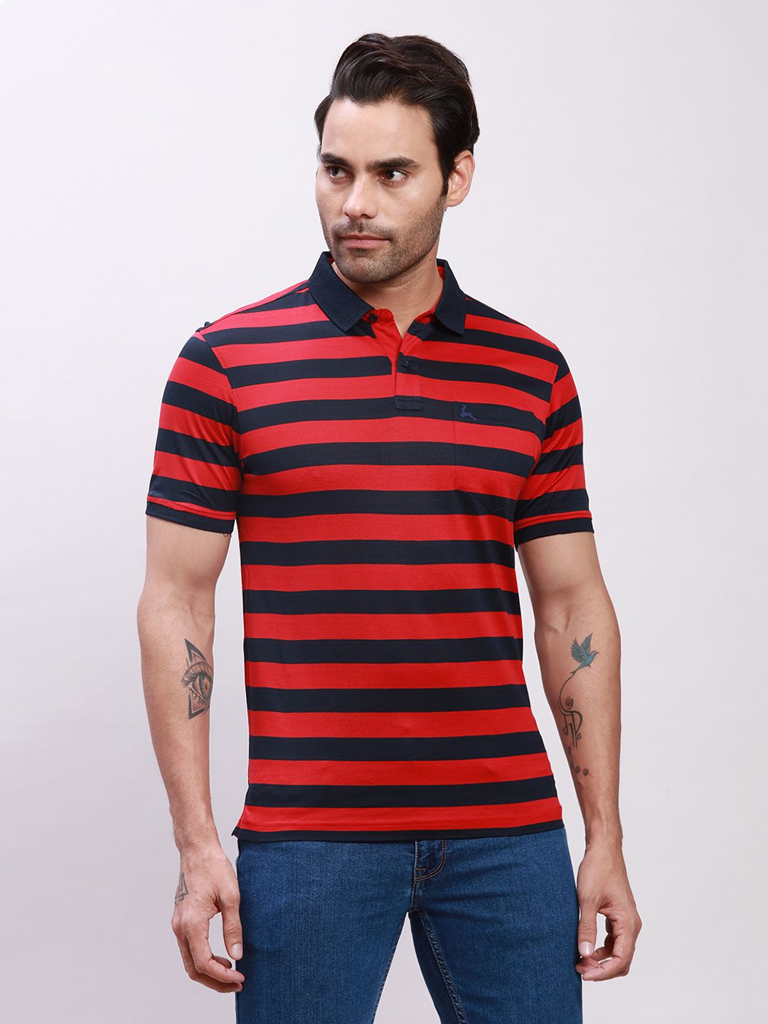     			Park Avenue Cotton Regular Fit Striped Half Sleeves Men's Polo T Shirt - Red ( Pack of 1 )