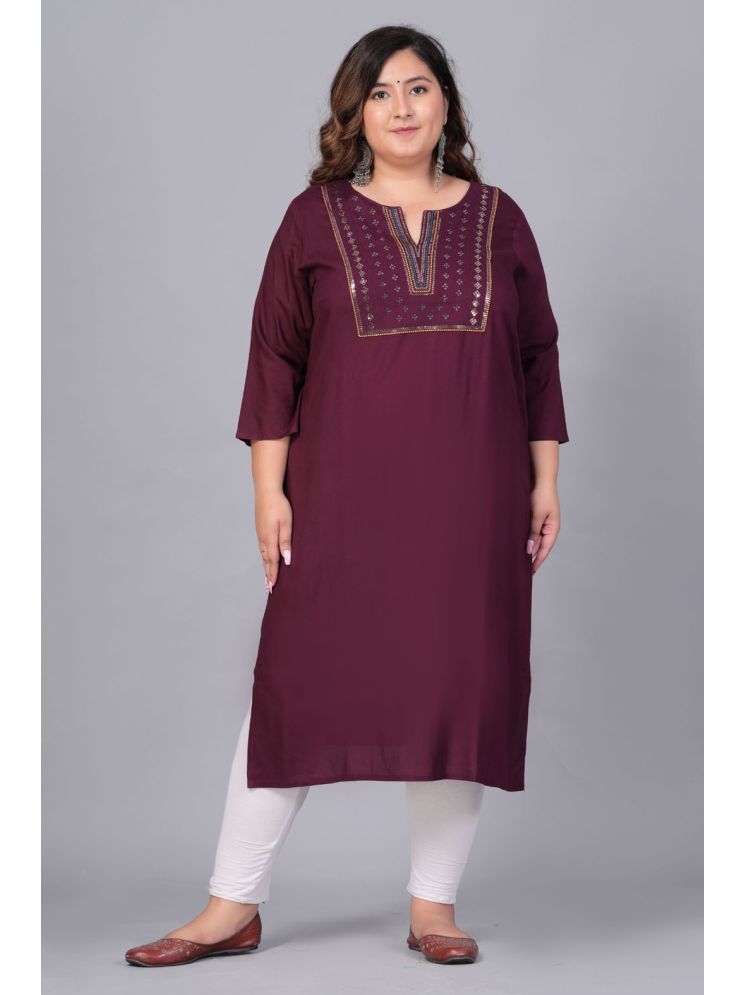     			Preksha Rayon Embellished Straight Women's Kurti - Wine ( Pack of 1 )