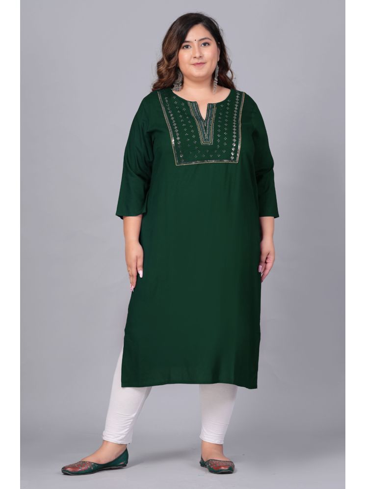     			Preksha Rayon Embellished Straight Women's Kurti - Teal ( Pack of 1 )