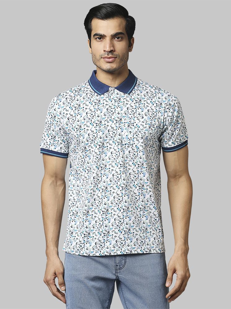     			Raymond Cotton Slim Fit Printed Half Sleeves Men's Polo T Shirt - Blue ( Pack of 1 )