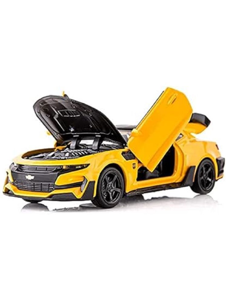     			SOFLITA Bumblebee Diecast Metal Pullback Toy Car With Openable Doors & Light, Music Boys Car For Kids Best Toys Gifts Toys For Kids (Bumblebee), Yellow