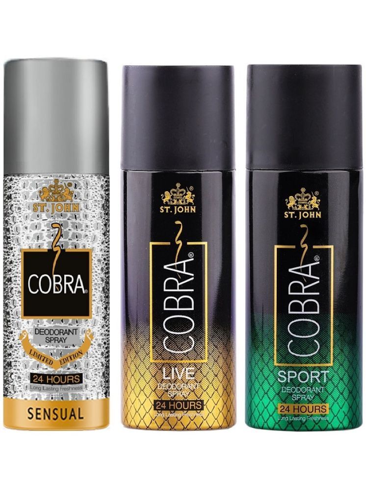     			St. John Cobra Sensual ,Live & Sports 150ml Each Deodorant Spray for Men 150 ml ( Pack of 3 )