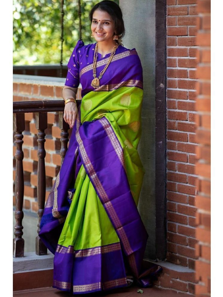     			fab woven Art Silk Woven Saree With Blouse Piece - Green ( Pack of 1 )