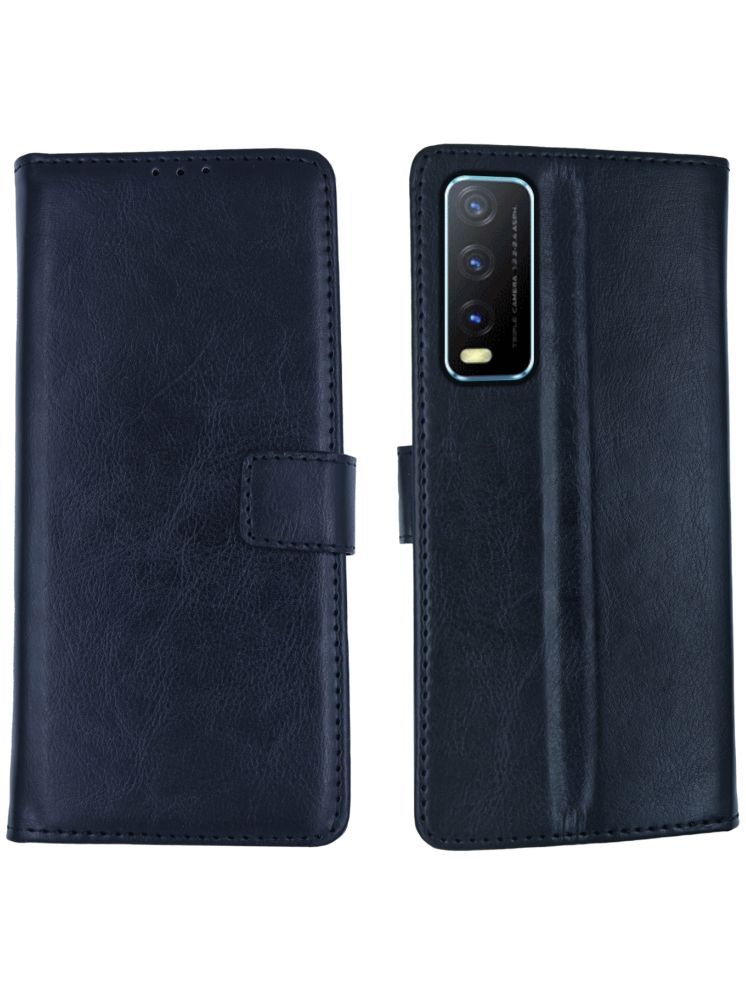     			flip flow Black Flip Cover Artificial Leather Compatible For Vivo Y20 ( Pack of 1 )