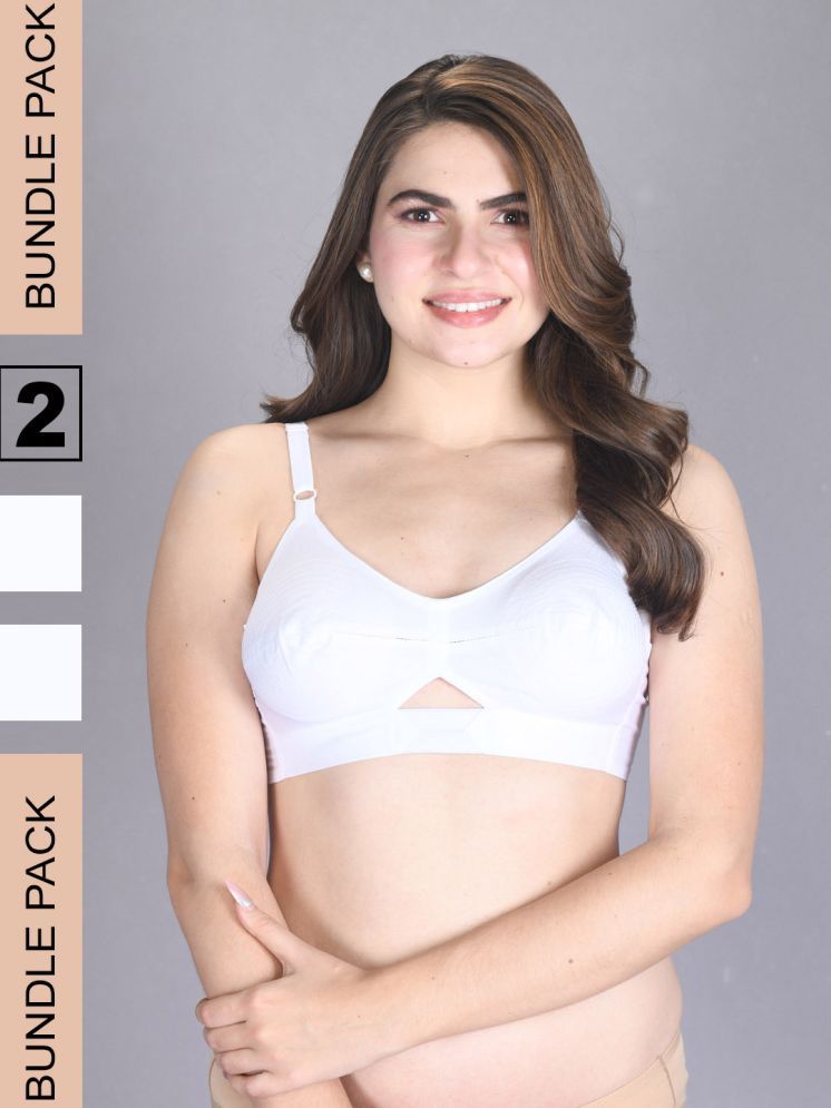     			lux venus White Cotton Non Padded Women's Everyday Bra ( Pack of 2 )